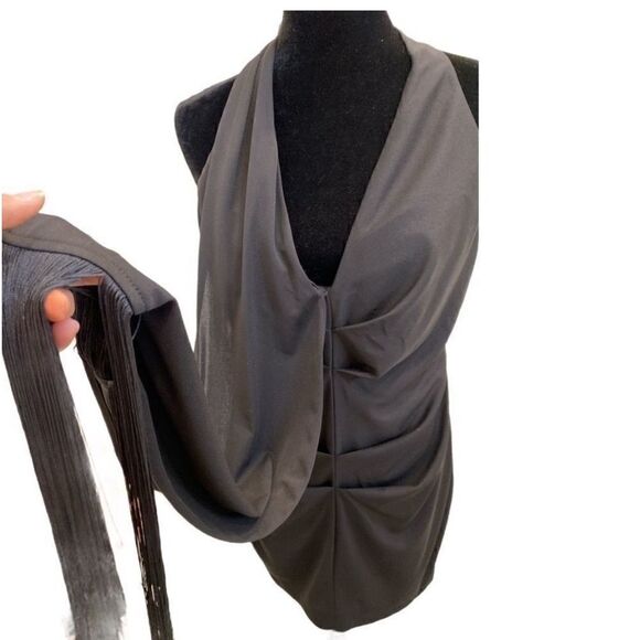 ONE33 Social Fringe Drape Minidress in Black New with Tags! Size 12 - Picture 10 of 15
